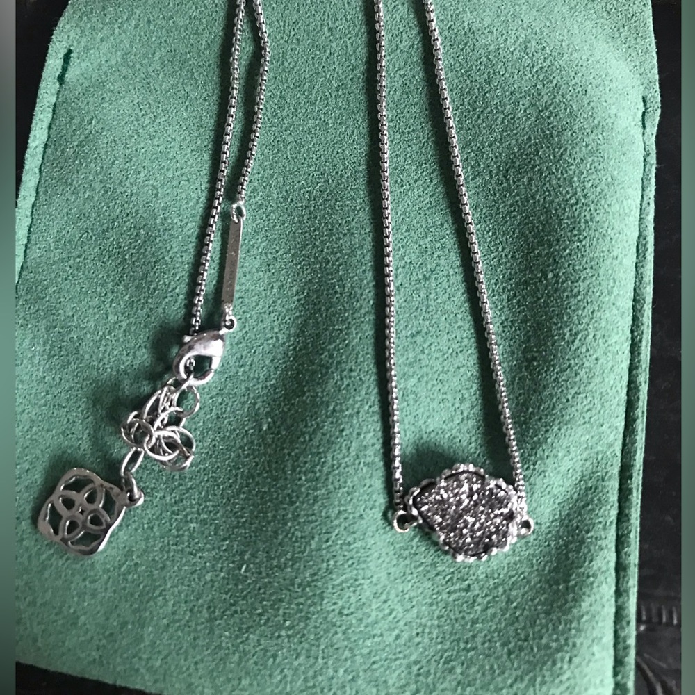 Kendra Scott Tess Pendant Necklace - Platinum Druzy